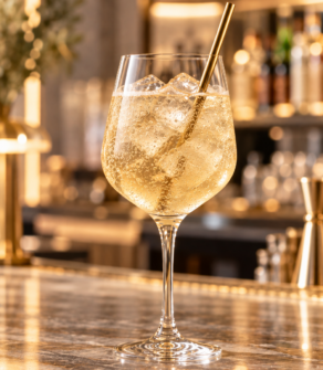 Mocktail à base de verjus, de gingerbeer et complété par du sucre de canne et une pointe de piment